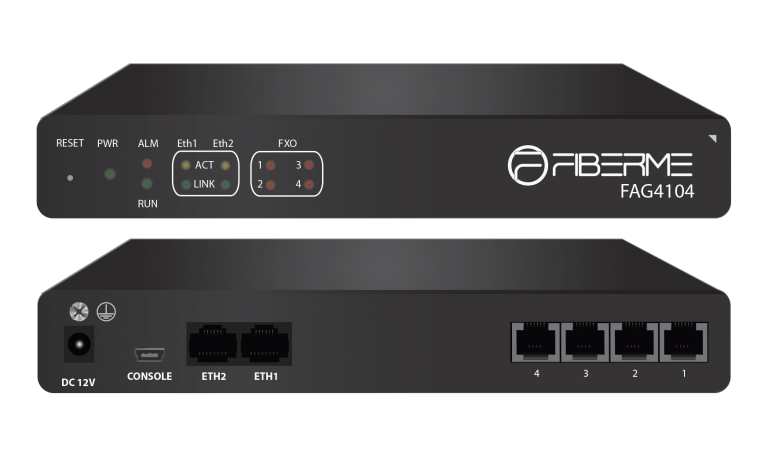 Fiberme FAG4104 (a 4-port FXO IP gateway designed to integrate traditional telephony systems with modern VoIP networks)
