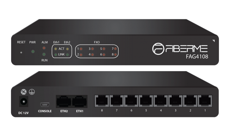 Fiberme FAG4108(a 8-port FXO IP gateway designed to integrate traditional telephony systems with modern VoIP networks)