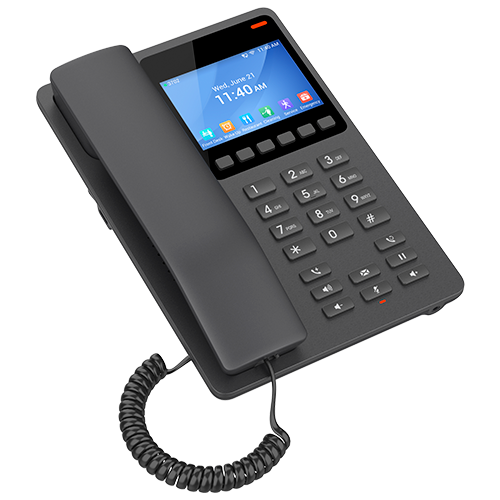Grandstream GHP631 | Compact Hotel IP Phone | 2 SIP Accounts, 2 Lines, 10 Speed-Dials, 6 Soft Keys, 3.5″ Color LCD, HD Audio, PoE, GDMS Managed