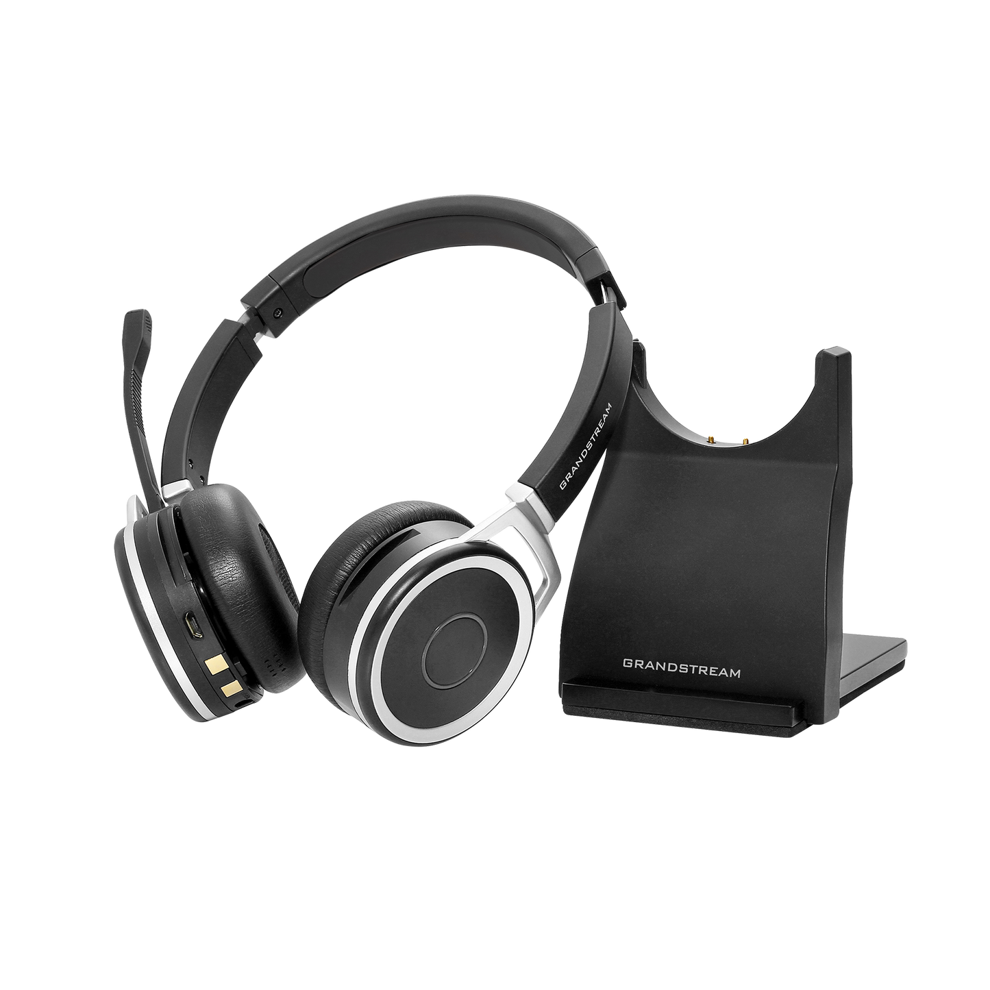 Grandstream GUV3050 | high performance wireless headset | HD Bluetooth Headset, Dual‑Device Pairing, Noise‑Canceling Mic, Busy‑Light, Includes Charging Base