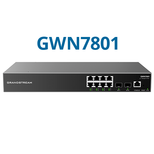 Grandstream GWN7801 | Layer 2+ Managed Network Switch | 8 Gigabit Ports, 2 SFP Uplinks, Layer 2+ Managed, Fanless Design, 20 Gbps Switching