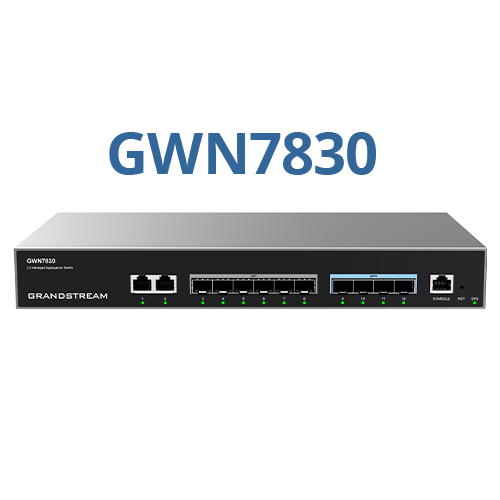 Grandstream GWN7830 | Layer 3 managed Network switch | 2 Gigabit Ports, 6 SFP Ports, 4× 10 Gbps SFP+ Uplinks, Layer 3 Managed, Fanless Design, 96 Gbps Switching