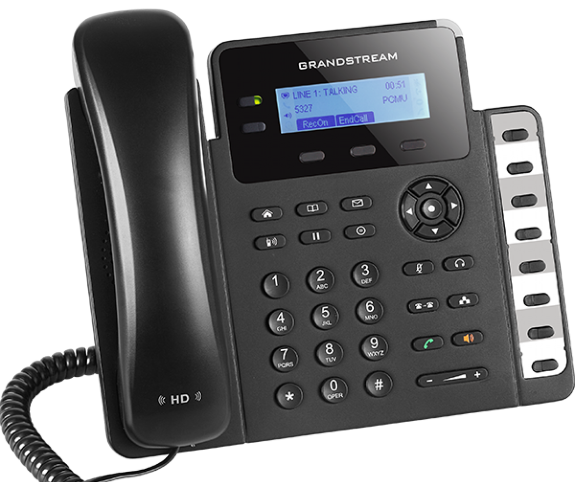 Grandstream GXP1628(feature-rich basic IP phone designed for small to medium-sized businesses. With dual SIP accounts, Gigabit Ethernet ports, and HD audio)