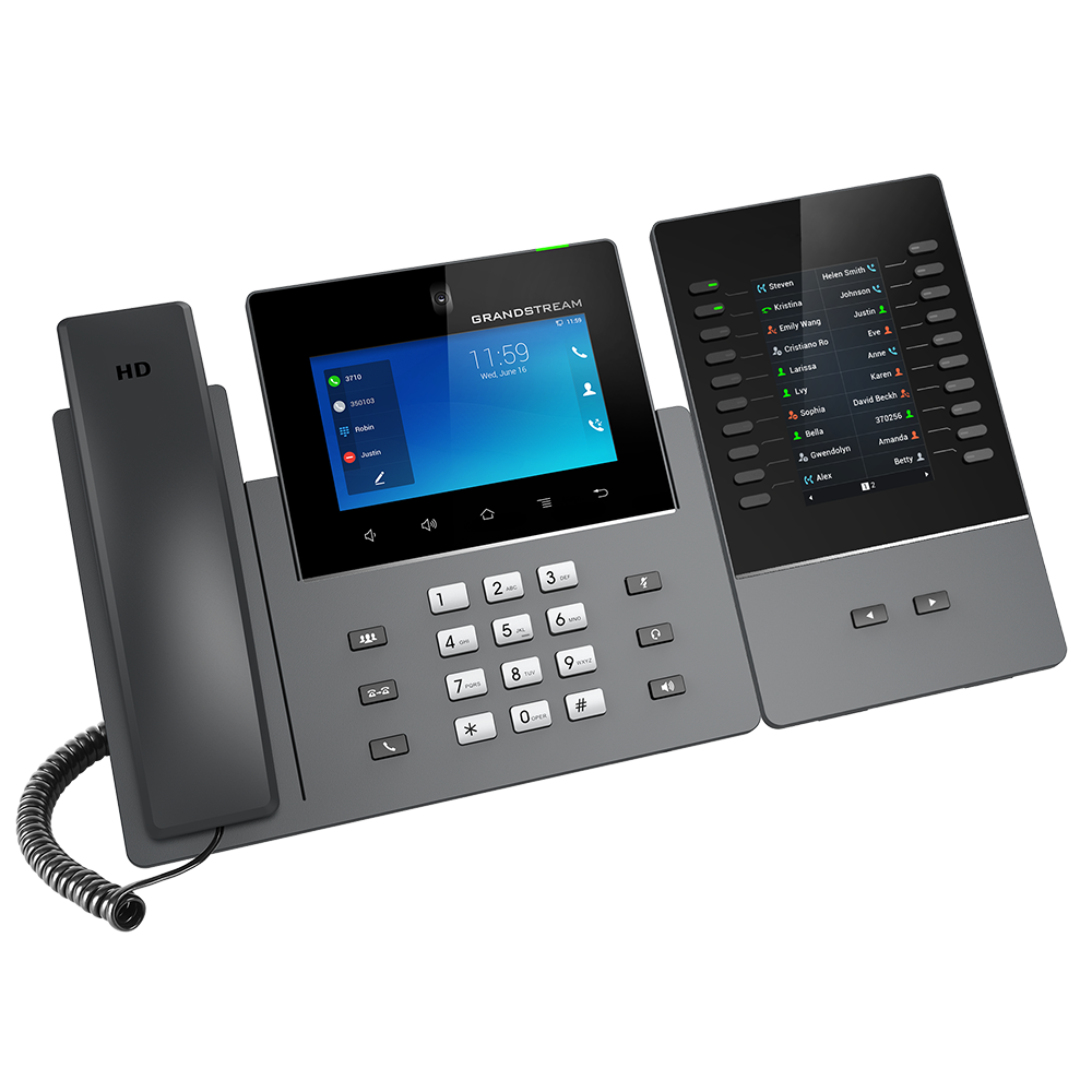 Grandstream GXV3350 | High-Performance IP video phone | 16 SIP Accounts, 16 Lines, 5″ Touchscreen, 1 MP Camera, Wi‑Fi, Bluetooth, Dual‑Gigabit + PoE