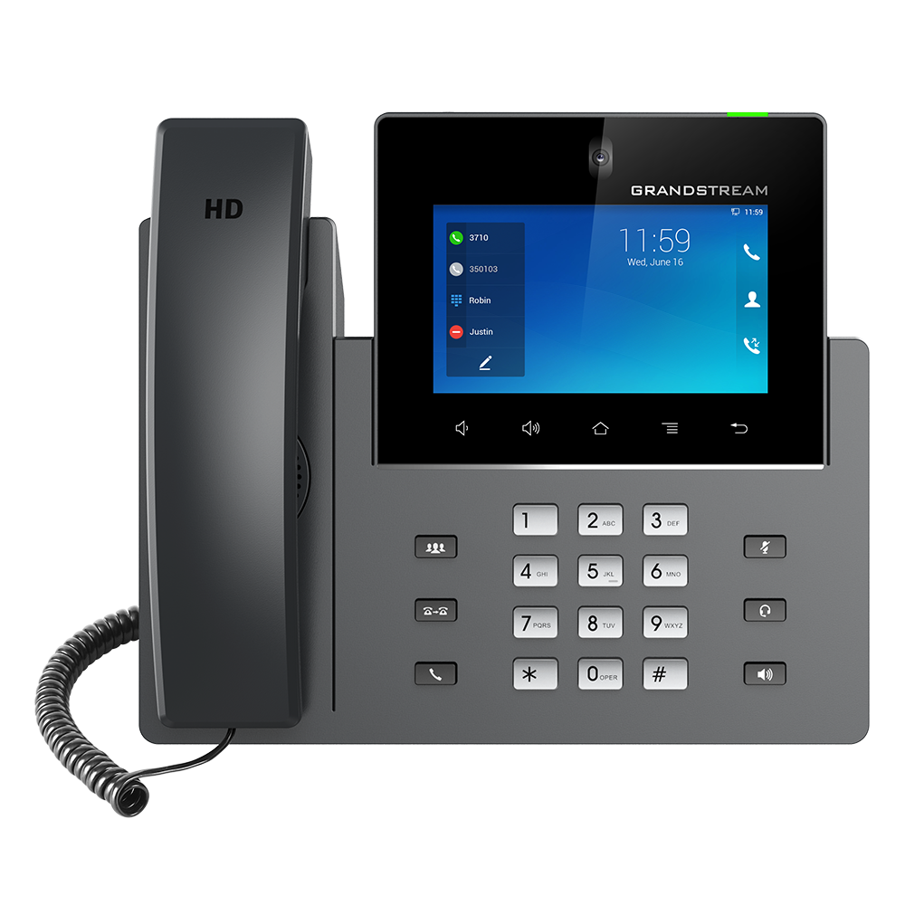 Grandstream GXV3350 | High-Performance IP video phone | 16 SIP Accounts, 16 Lines, 5″ Touchscreen, 1 MP Camera, Wi‑Fi, Bluetooth, Dual‑Gigabit + PoE