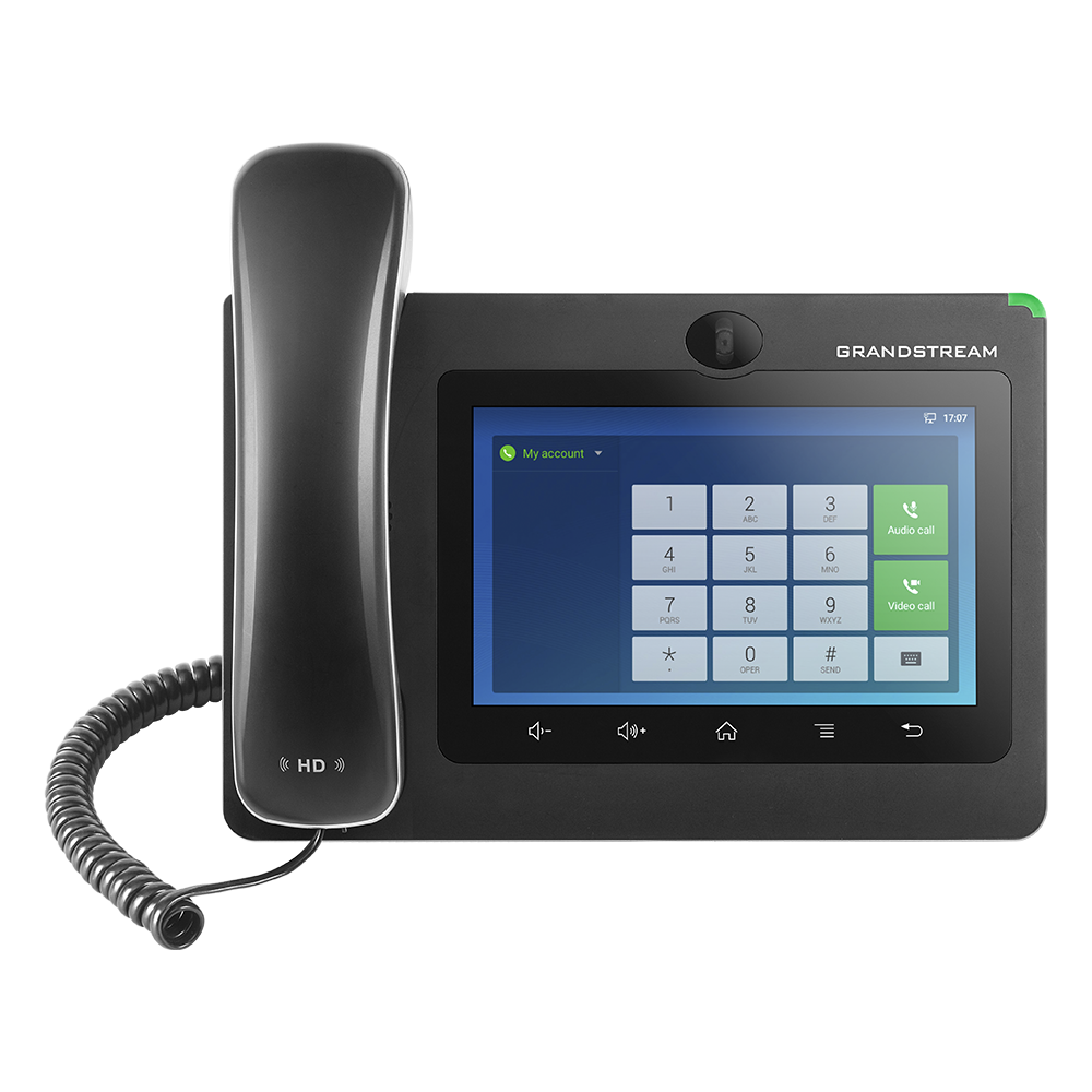 Grandstream GXV3370 | High-Performance IP video phone | 16 SIP Accounts, 16 Lines, 7″ Touchscreen, 1 MP Camera, Wi‑Fi, Bluetooth, Dual‑Gigabit + PoE