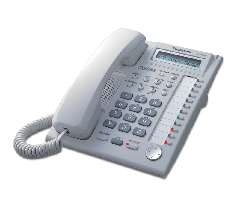 (used)Panasonic KX-T7667|Dual-Color LED Indicators|The 12 programmable keys feature red and green LEDs, providing immediate visual cues for line status