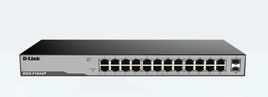 D-Link DGS-F1024P | 24-port Gigabit Ethernet switch | with 250m Long-Range Mode