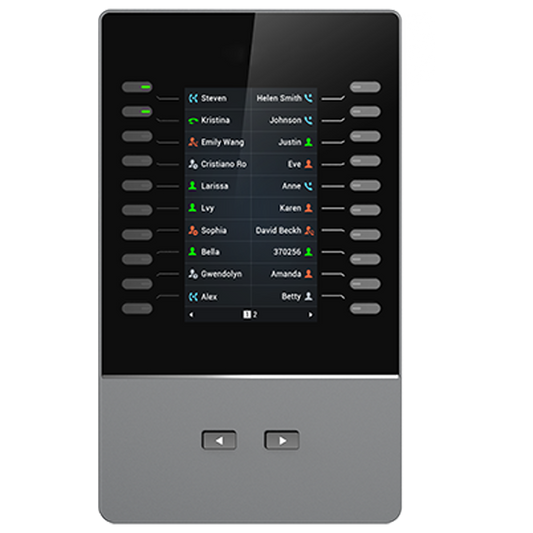 Grandstream GBX20 | powerful LCD extension module | with A 4.3″ color LCD extension module providing 20 programmable keys (2 pages = 40 keys), expandable up to 4 modules (160 keys)