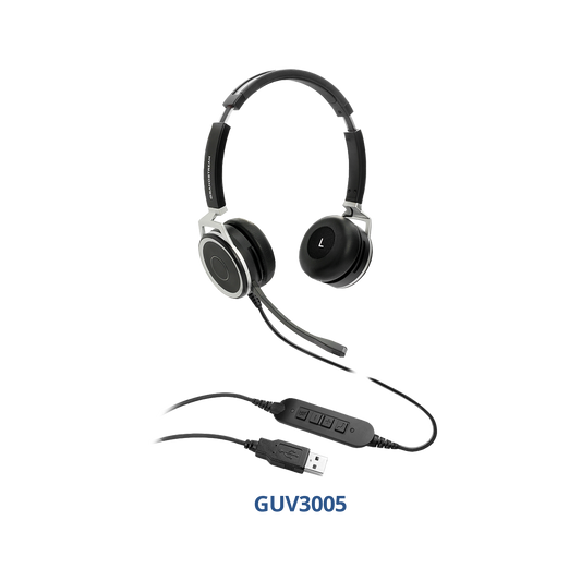 Grandstream GUV3005 | professional-grade USB headset | HD USB Headset, Noise-Canceling Mic, 27 mm Stereo Drivers, Adjustable Headband, In-Line Controls + Busy-Light, Busy‑Lamp Indicator