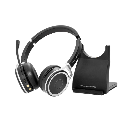 Grandstream GUV3050 | high performance wireless headset | HD Bluetooth Headset, Dual‑Device Pairing, Noise‑Canceling Mic, Busy‑Light, Includes Charging Base