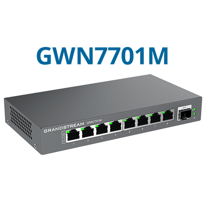 Grandstream GWN7701M | Layer 2+ managed Gigabit switch | Managed switch, 8× Gigabit ports + 2× SFP, 20 Gbps switching, VLAN & QoS support