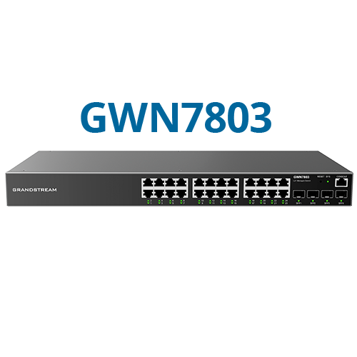 Grandstream GWN7803 | Layer 2+ managed network switch | 24 Gigabit Ports, 4 SFP Uplinks, Layer 2+ Managed, Fanless Design, 56 Gbps Switching