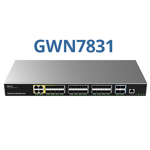 Grandstream GWN7831 | Layer 3 Managed Network Switch | 4 Gigabit Combo & RJ45 Ports, 24 SFP + 4×10G SFP+ Uplinks, Layer 3 Managed, Fanless, 128 Gbps Switching
