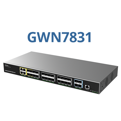 Grandstream GWN7831 | Layer 3 Managed Network Switch | 4 Gigabit Combo & RJ45 Ports, 24 SFP + 4×10G SFP+ Uplinks, Layer 3 Managed, Fanless, 128 Gbps Switching