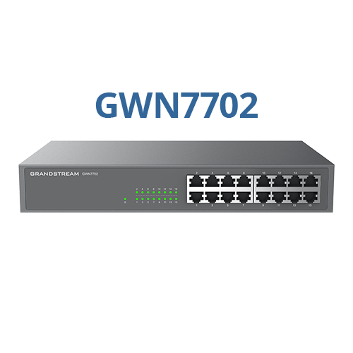 Grandstream GWN7702 |compact, unmanaged Gigabit Ethernet switch|  16× Gigabit ports, 32 Gbps switching, fanless design