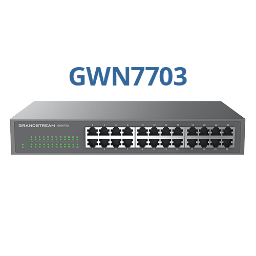 Grandstream GWN7703 | unmanaged Gigabit Ethernet switch |  24× Gigabit ports, 48 Gbps switching capacity, silent fanless design