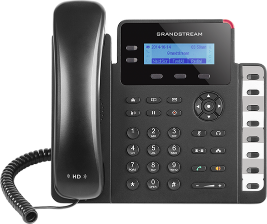 Grandstream GXP1628(feature-rich basic IP phone designed for small to medium-sized businesses. With dual SIP accounts, Gigabit Ethernet ports, and HD audio)
