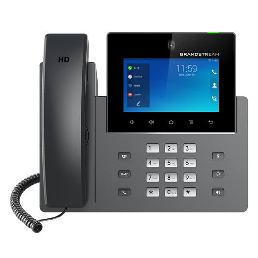 Grandstream GXV3350 | High-Performance IP video phone | 16 SIP Accounts, 16 Lines, 5″ Touchscreen, 1 MP Camera, Wi‑Fi, Bluetooth, Dual‑Gigabit + PoE