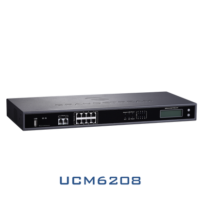 Grandstream UCM6208 |enterprise-grade IP PBX solution| Supports up to 800 users and 100 simultaneous calls with 8 FXO ports, all in a single compact on-premise appliance.